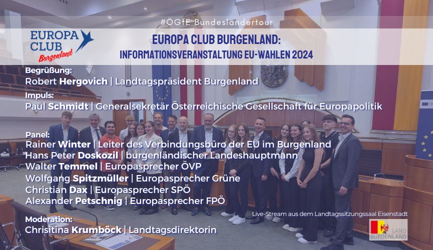 Thumbnail zum Europa Club Burgenland zum Thema "Informationsveranstaltung EU-Wahlen 2024", im Rahmen der Ögfe-Bundesländertour 2024