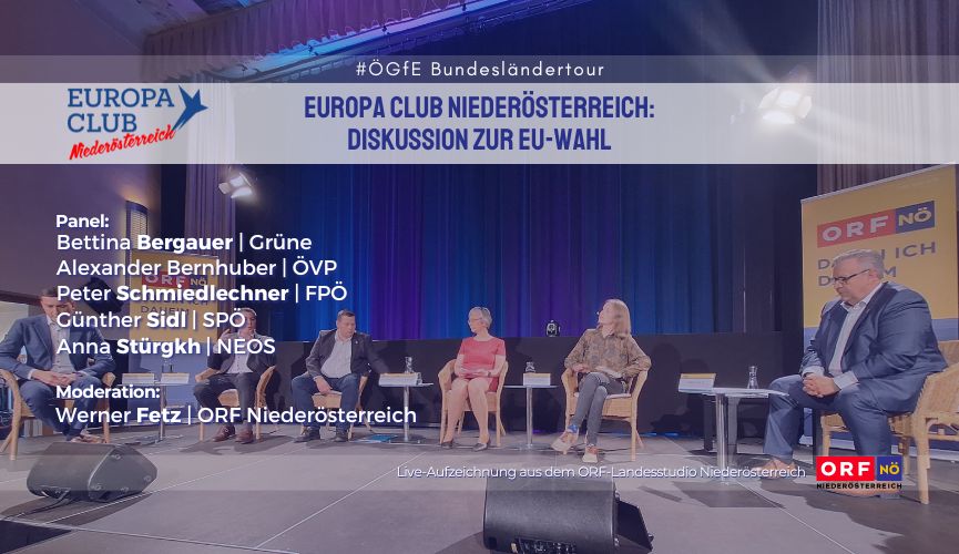 Thumbnail zum Europa Club Niederösterreich zum Thema "Diskussion zur EU-Wahl", im Rahmen der Ögfe-Bundesländertour 2024